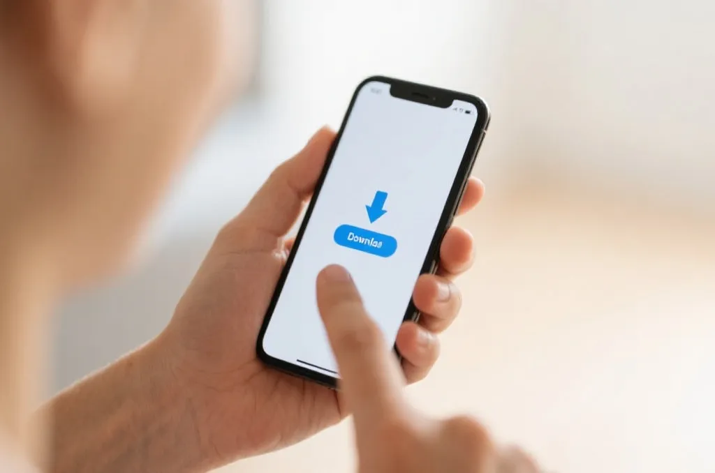 用户正在使用智能手机下载并注册APP